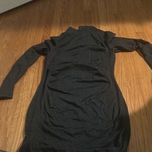 Express Gray Ribbed Mock Neck Bodycon Dress